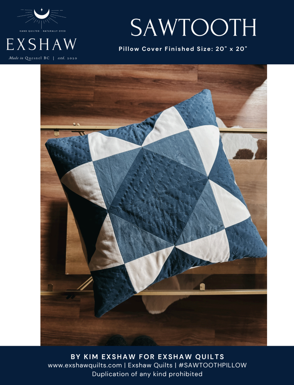 Sawtooth Pillow Downloadable Pattern by Exshaw Quilt