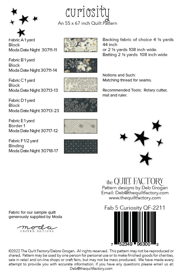 Back of the Curiosity Quilt Pattern by The Quilt Factory