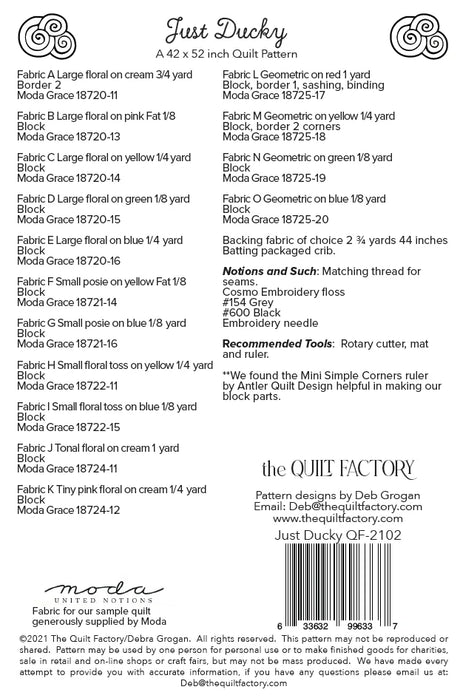 Back of the Just Ducky Quilt Pattern by The Quilt Factory