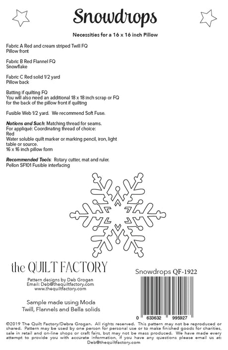 Back of the Snowdrops Quilt Pattern by The Quilt Factory