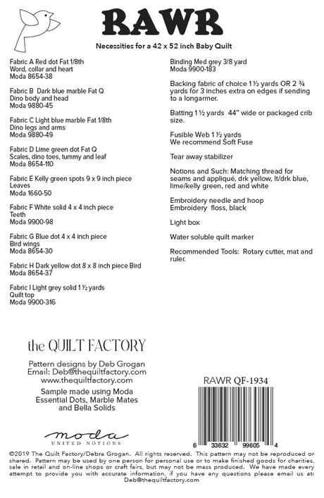 Back of the Rawer Quilt Pattern by The Quilt Factory