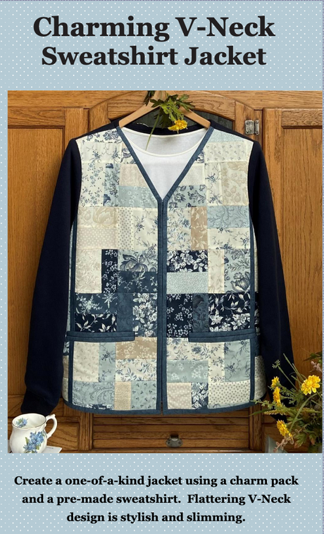 Charmig V-Neck Sweatshirt Jacket Pattern by J. Minnis Designs