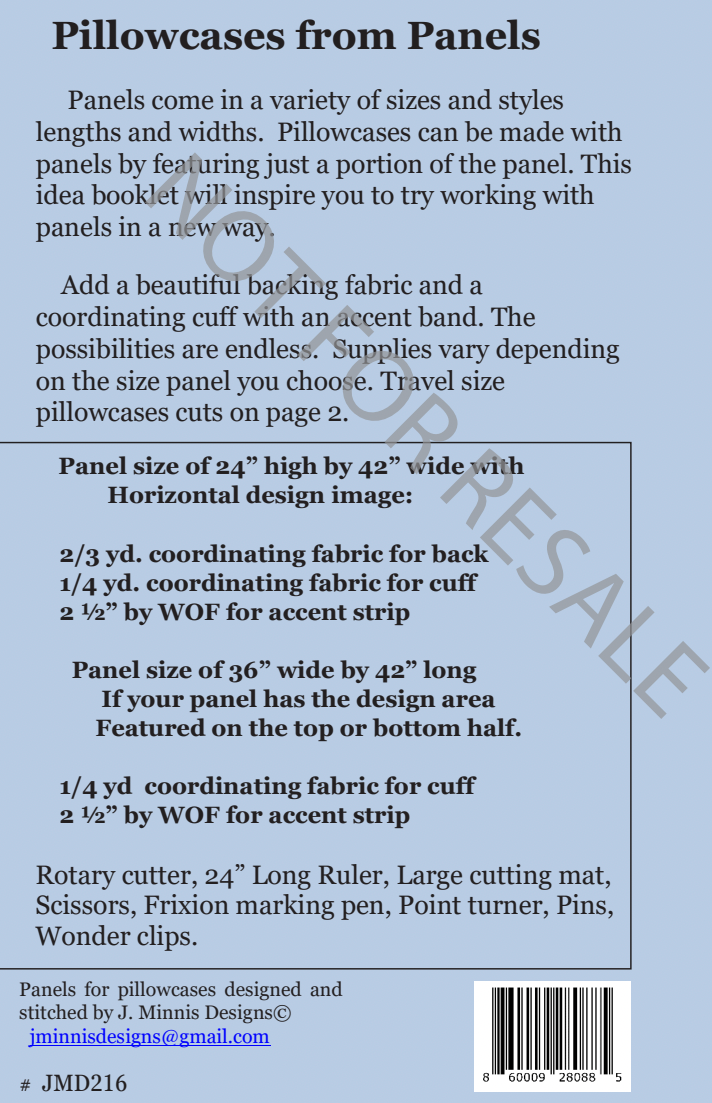 Back of the Pillowcases from Panels  Christmas Book Downloadable Pattern by J. Minnis Designs