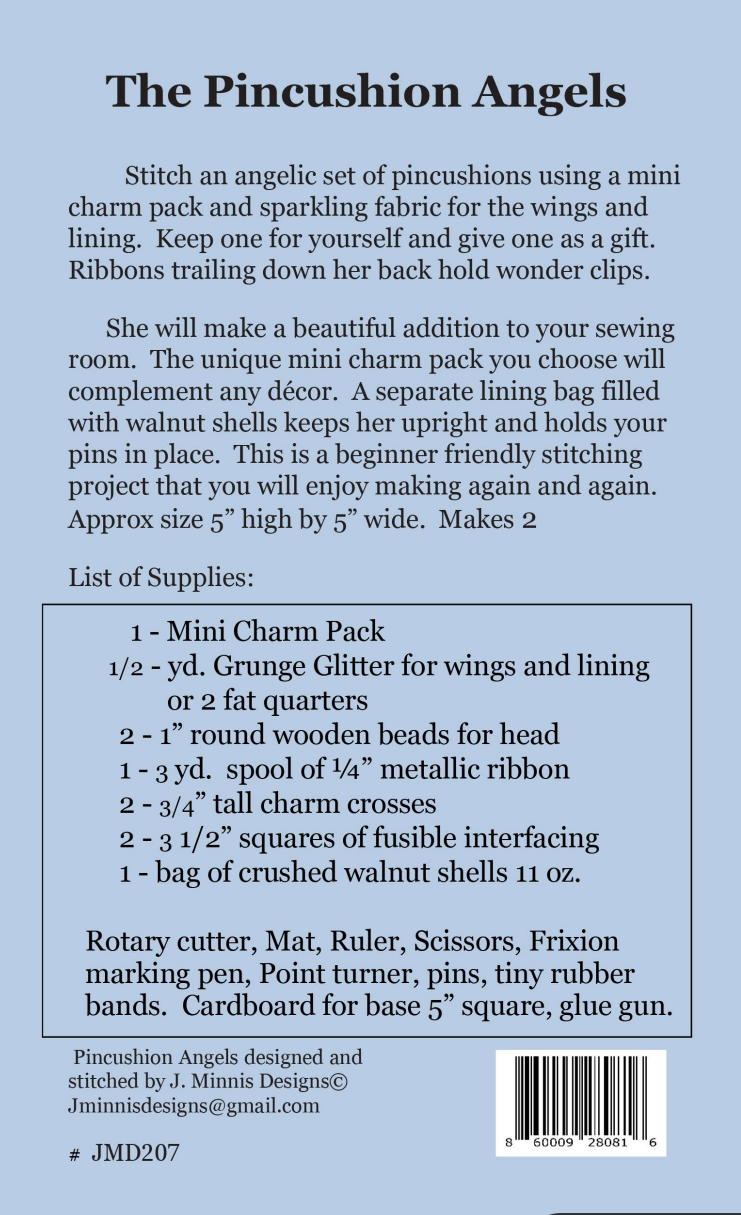 Back of the The Pincushions Angel Pattern by J. Minnis Designs