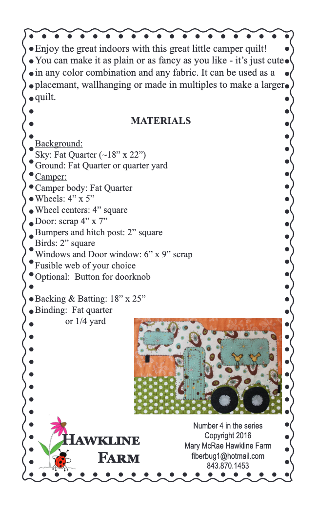 Back of the Quilt Camp! Fifth Wheelin’ Downloadable Pattern by Hawkline Farm Mary McRae