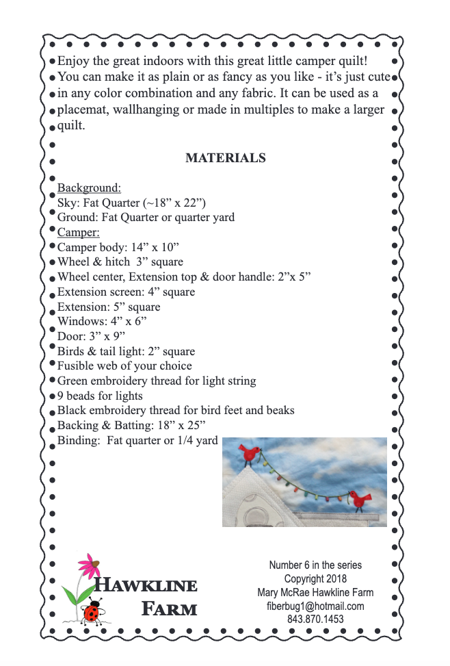 Back of the Quilt Camp! Pop Up Aline Downloadable Pattern by Hawkline Farm Mary McRae