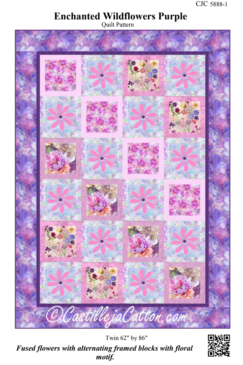 Enchanted Wildflowers Purple Downloadable Pattern by Castilleja Cotton