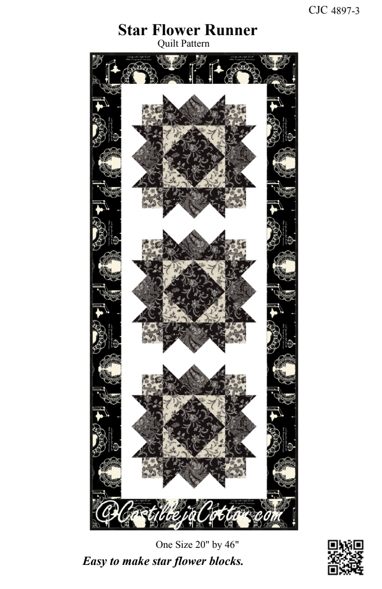 Star Flower Runner Downloadable Pattern By Castilleja Cotton