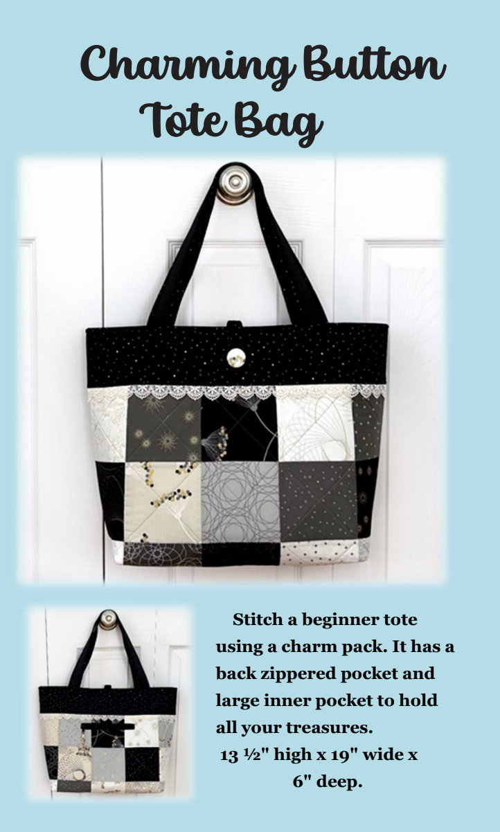 Charming Button Tote Downloadable Pattern by J. Minnis Designs