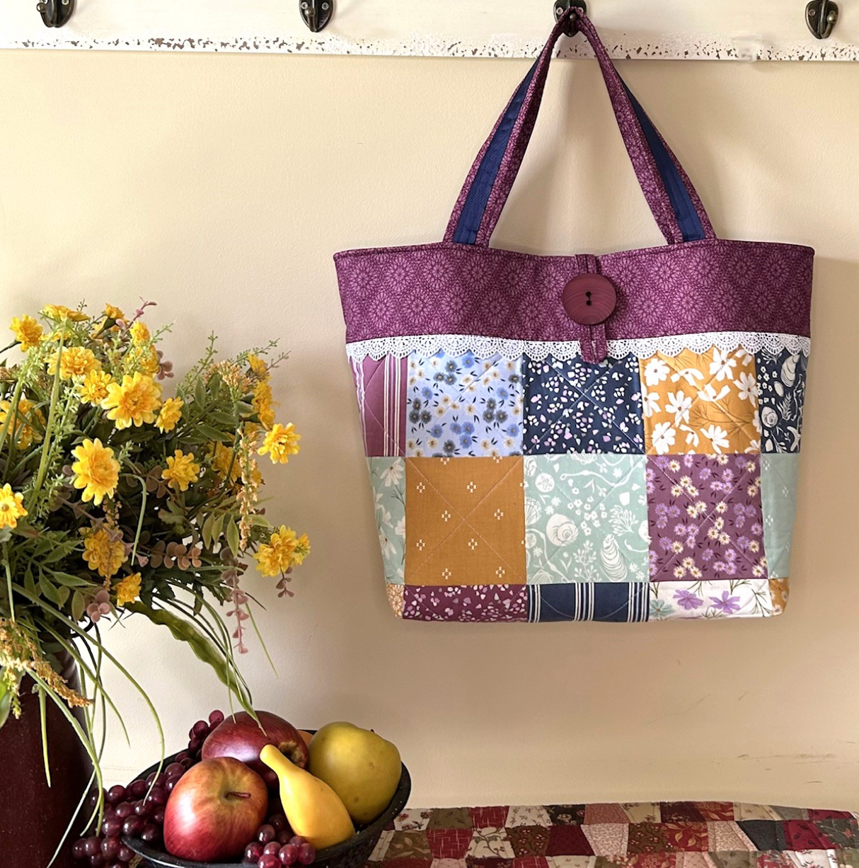 Charming Button Tote Downloadable Pattern by J. Minnis Designs