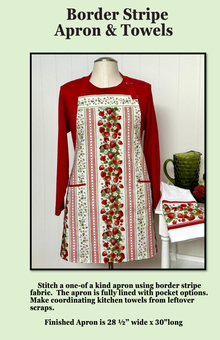 Border Stripe Apron And Towels Downloadable Pattern by J. Minnis Designs