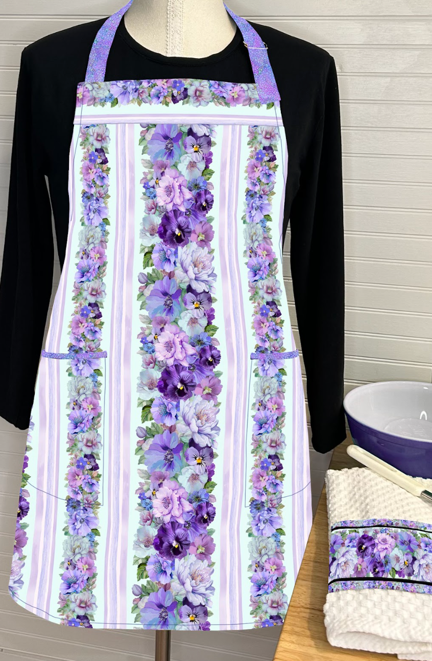 Border Stripe Apron And Towels Downloadable Pattern by J. Minnis Designs