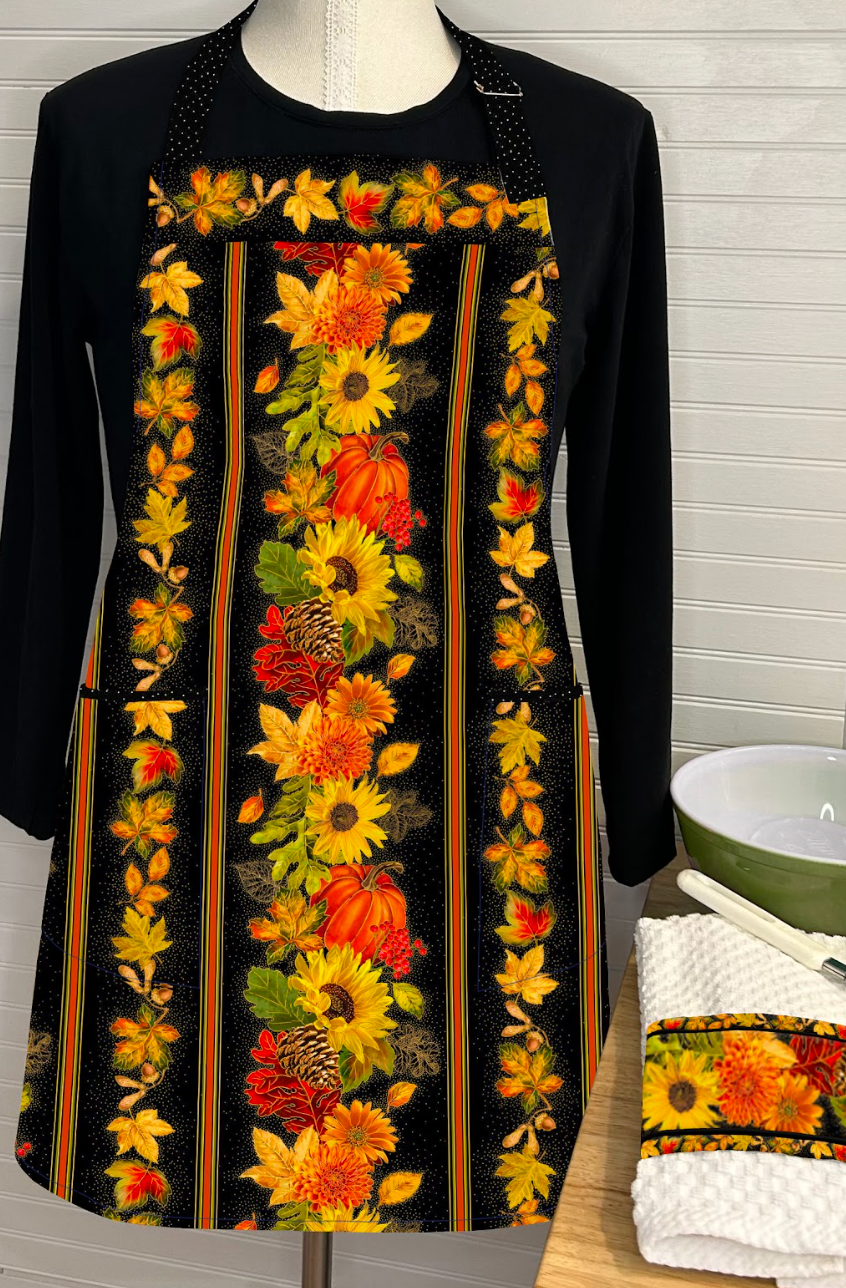 Border Stripe Apron And Towels Downloadable Pattern by J. Minnis Designs