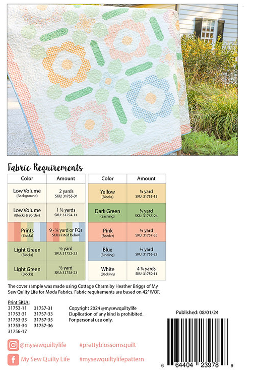 Back fo the Pretty Blossoms Quilt Pattern by My Sew Quilty Life