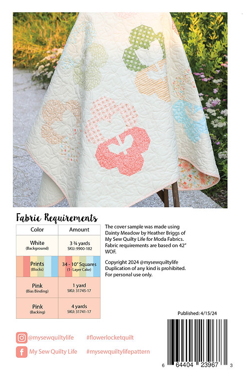 Back of the Flower Locket Quilt Pattern by My Sew Quilty Life