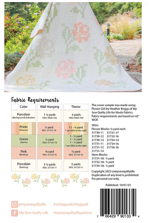 Back of the Vintage Stitching Quilt Pattern by My Sew Quilty Life