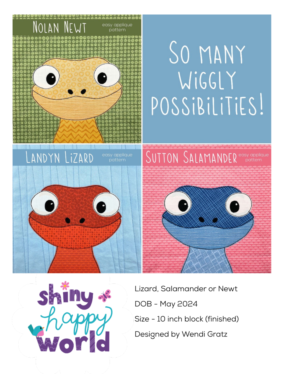 Lizard Salamander Newt Downloadable Pattern by Shiny Happy World