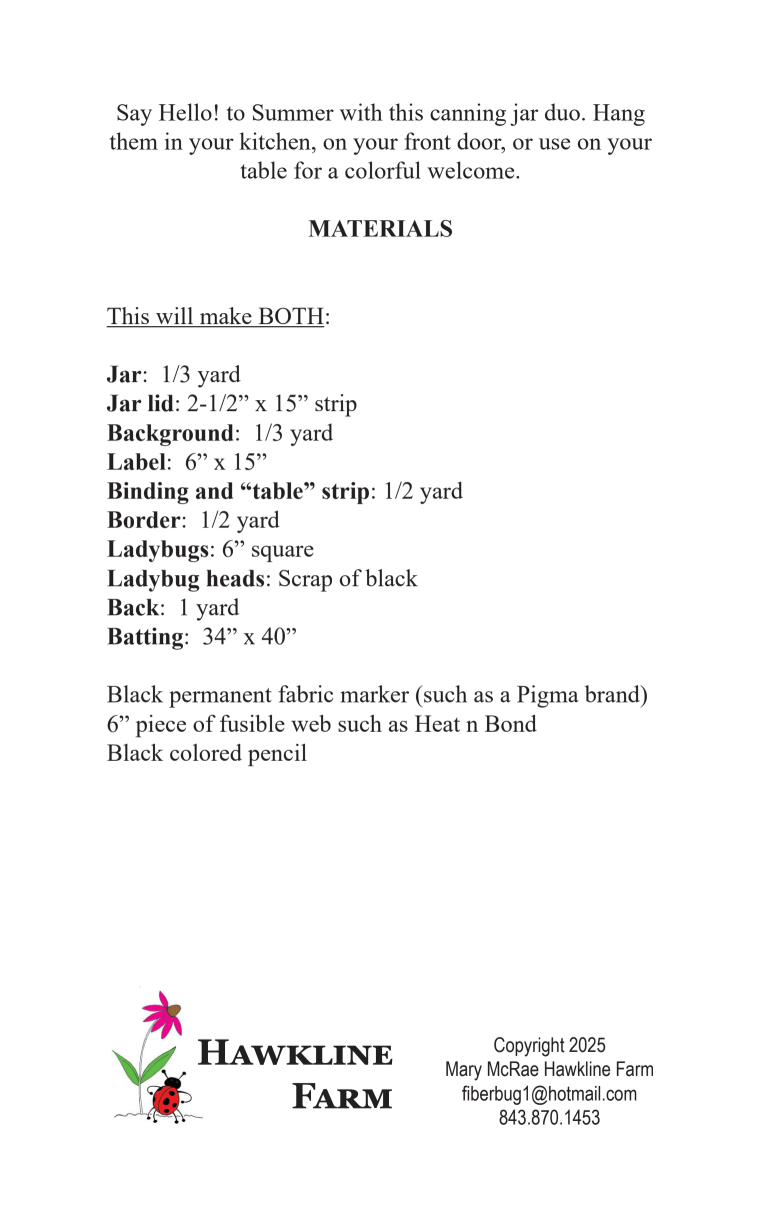 Back fo the Hello Summer Downloadable Pattern by Hawkline Farm Mary McRae