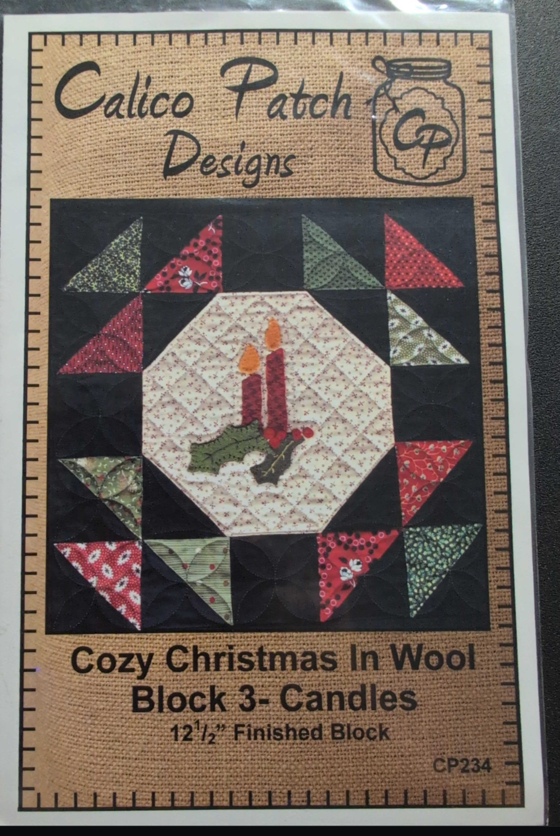 Cozy Christmas In Wool Block 3 Candles Pattern