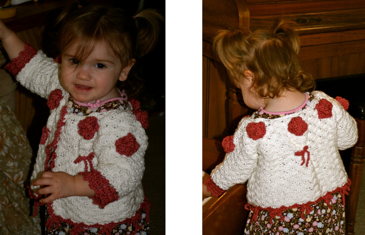 Wreath of Roses Baby Sweater Downloadable Pattern by Kristen Clay