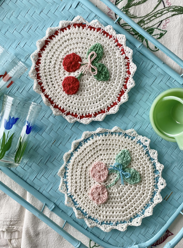 Sweet Cherries Potholder Downloadable Pattern by Kristen Clay