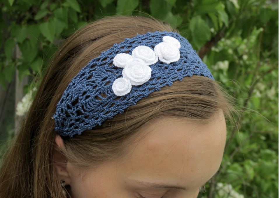 Rose Corsage Headband Downloadable Pattern by Kristen Clay