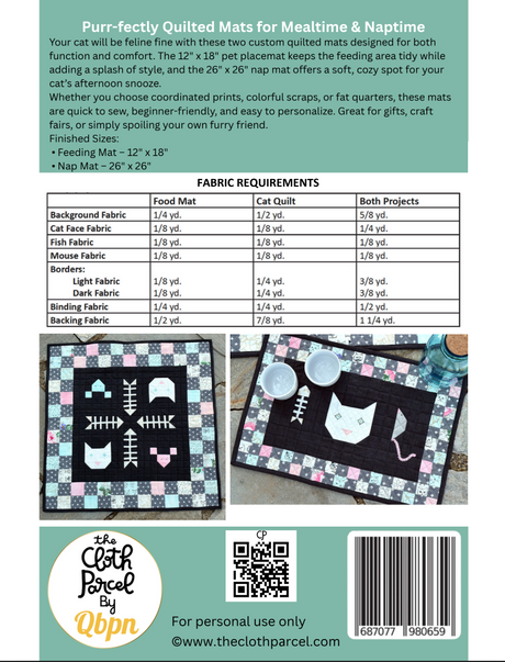 Back of the Kitty Cat Pet Mats Downloadable Pattern by Cloth Parcel