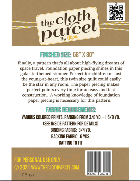 Back of the Mission to Mars Quilt Downloadable Pattern by Cloth Parcel