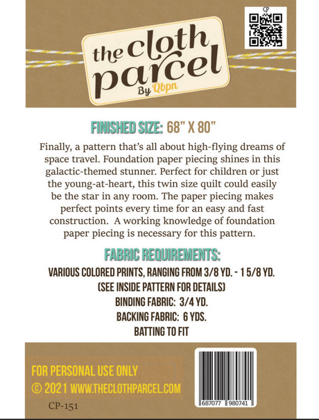 Back of the Mission to Mars Quilt Pattern by Cloth Parcel