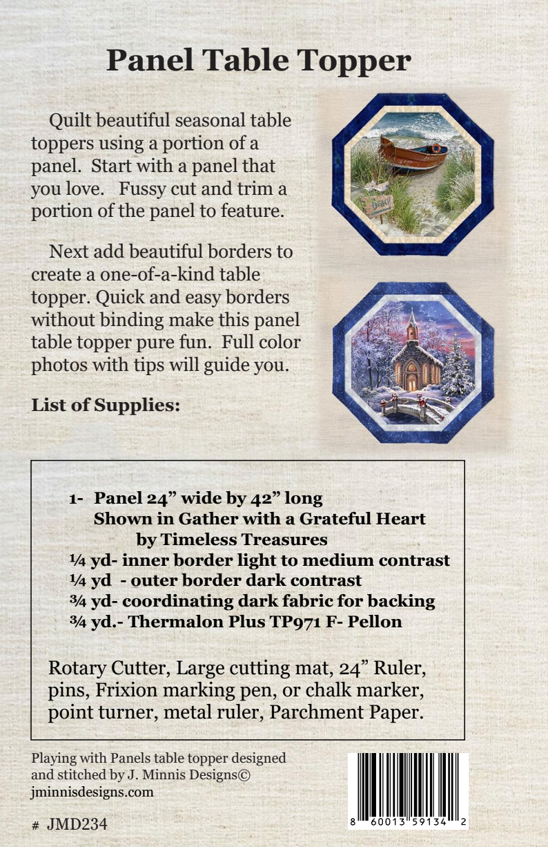 Back of the Playing With Panels Table Topper Downloadable Pattern by J. Minnis Designs