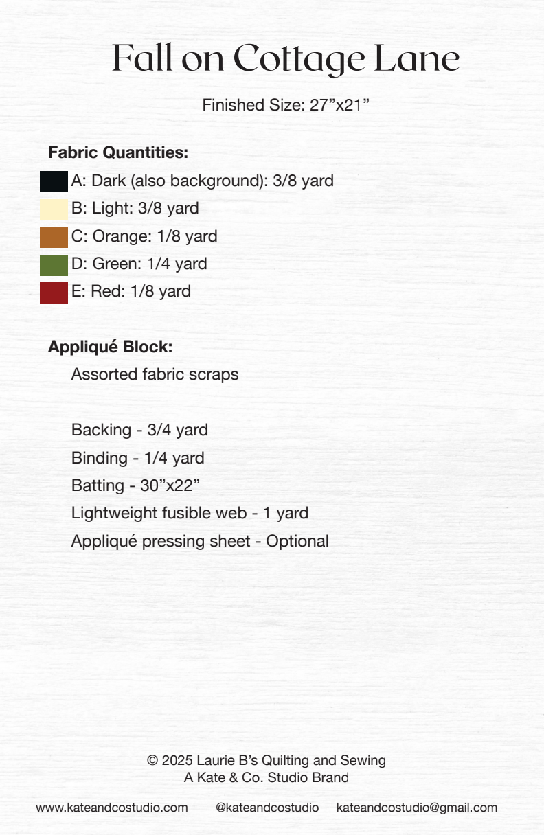 Back of the Fall on Cottage Lane Downloadable Pattern by Kate and Co.