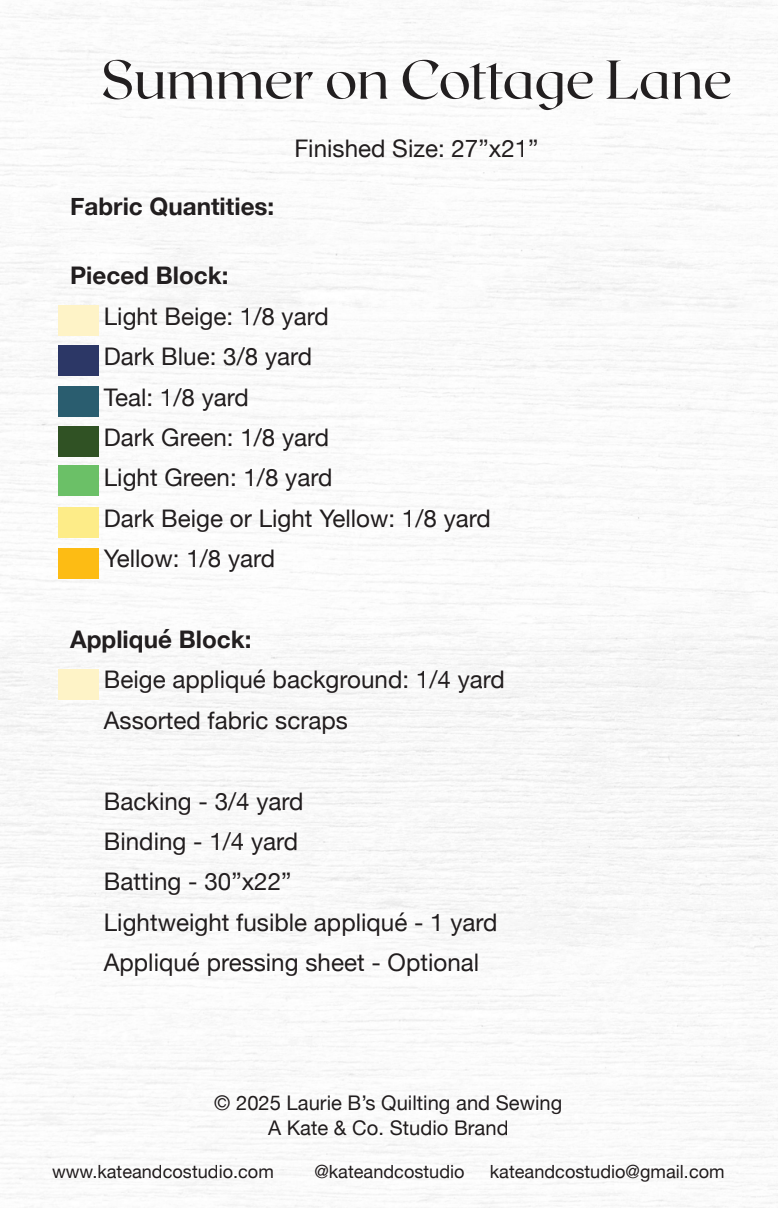 Back of the Summer on Cottage Lane Downloadable Pattern by Kate and Co.