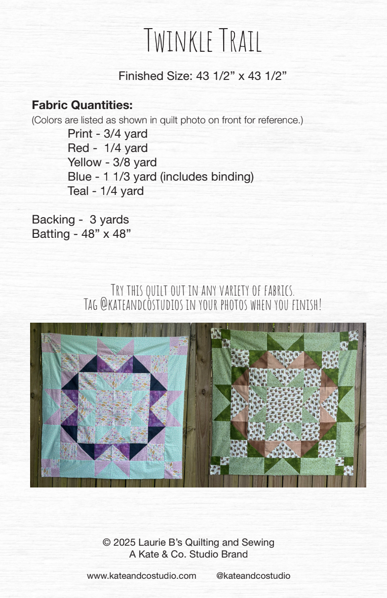 Back of the Twinkle Trail Downloadable Pattern by Kate and Co.