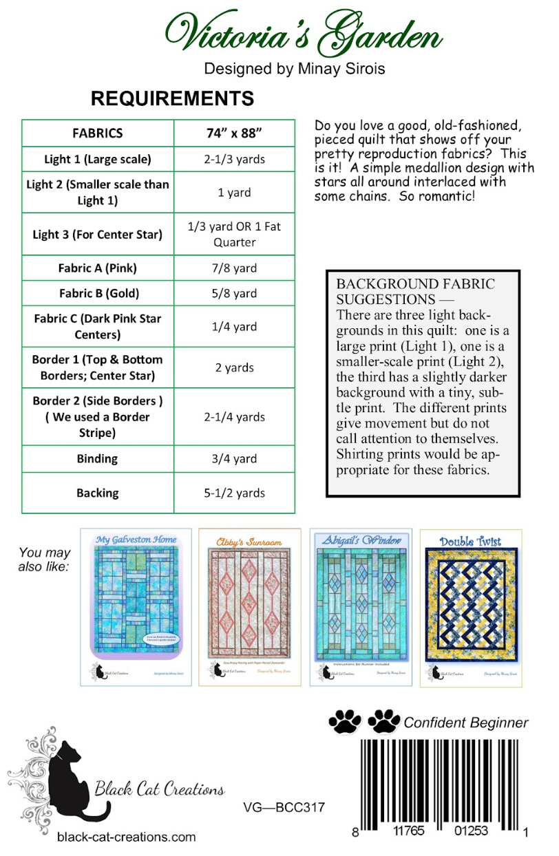 Back of the Victoria's Garden Downloadable Pattern by Black Cat Creations