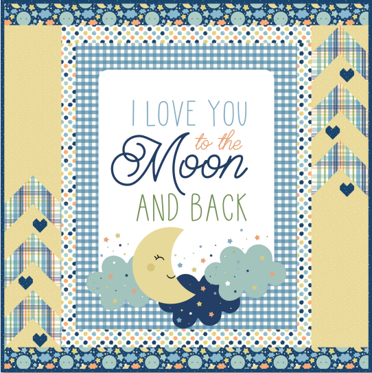Love You to The Moon Panel Blue FREE Downloadable Pattern
