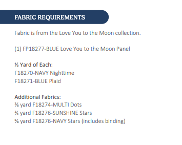 Love You to The Moon Panel Blue FREE Downloadable Pattern