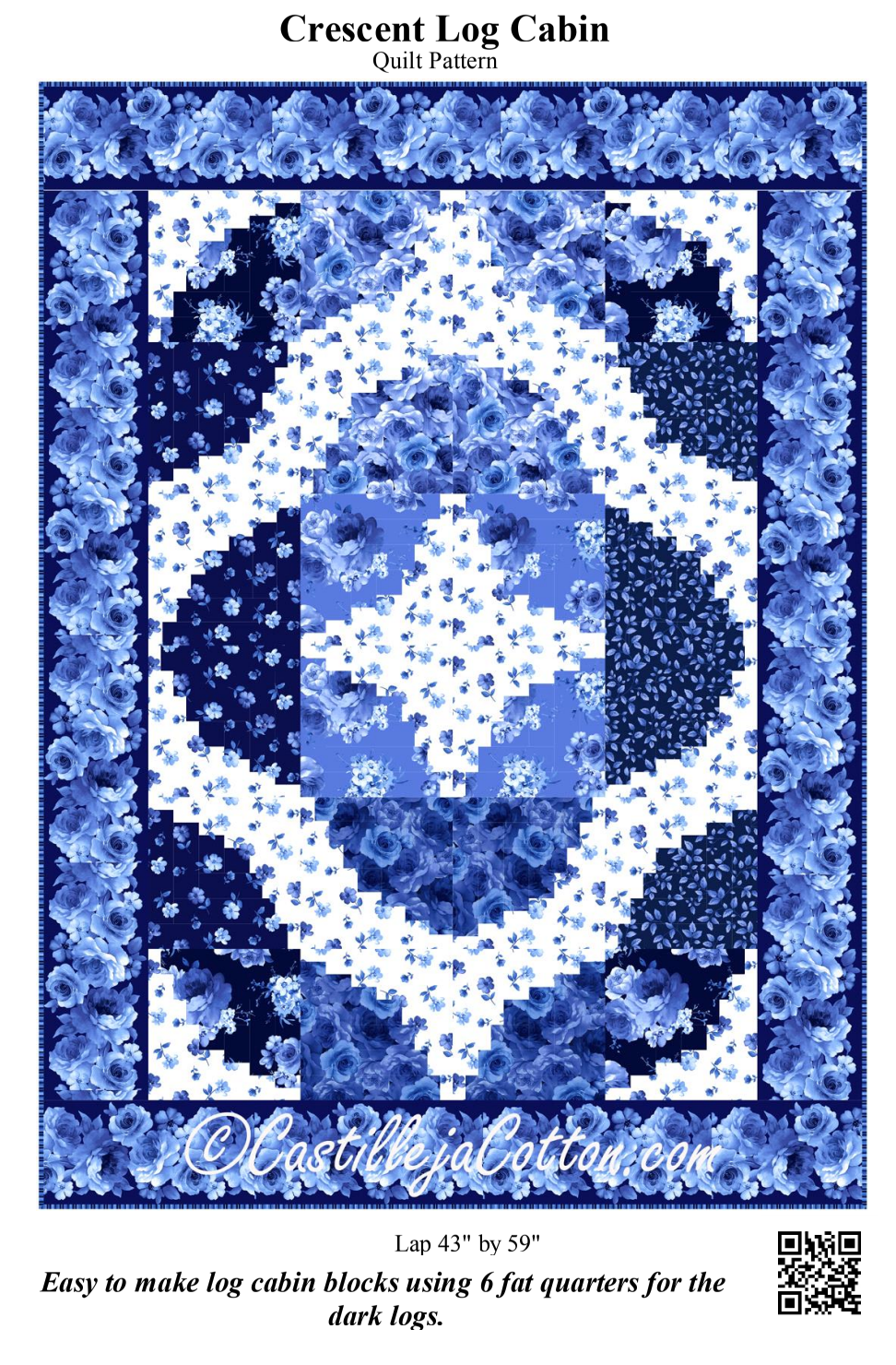 Crescent Log Cabin Downloadable Pattern By Castilleja Cotton