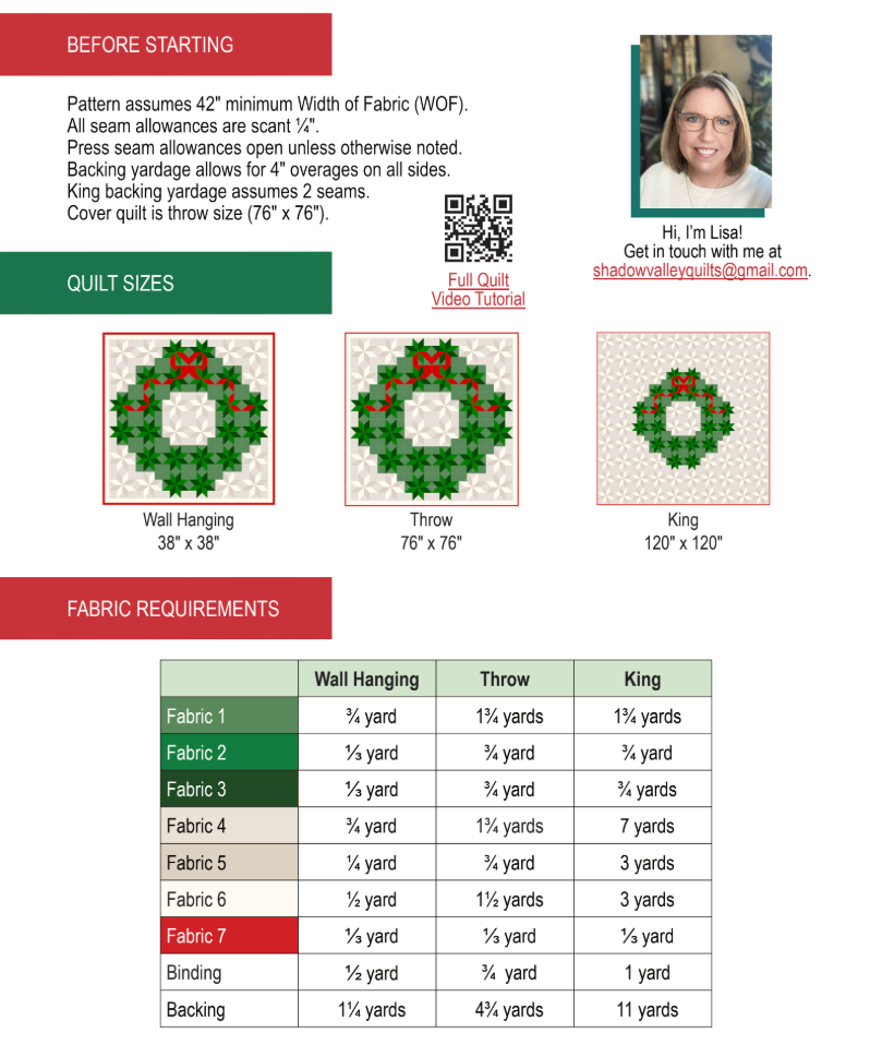 Back of the Haul Out the Holly Downloadable Pattern by Shadow Valley Quilts