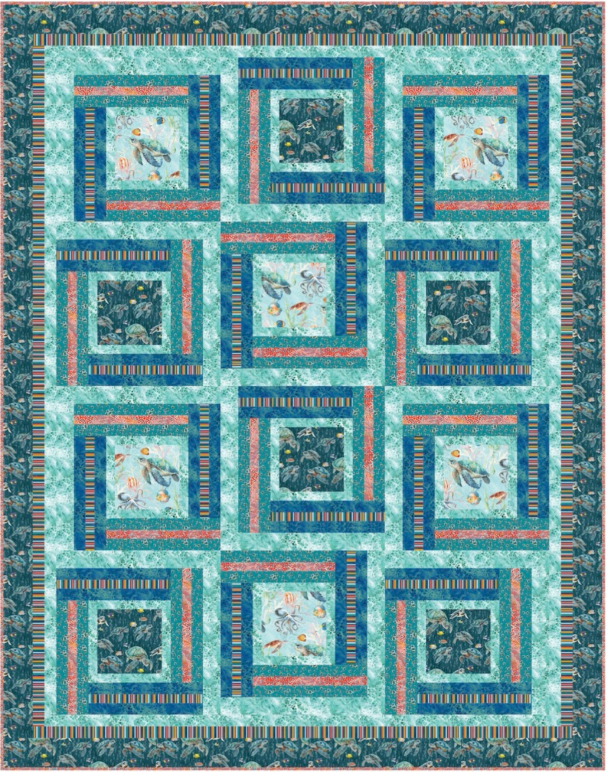 Sea Turtle Spin Downloadable Pattern by Pine Tree Country Quilts