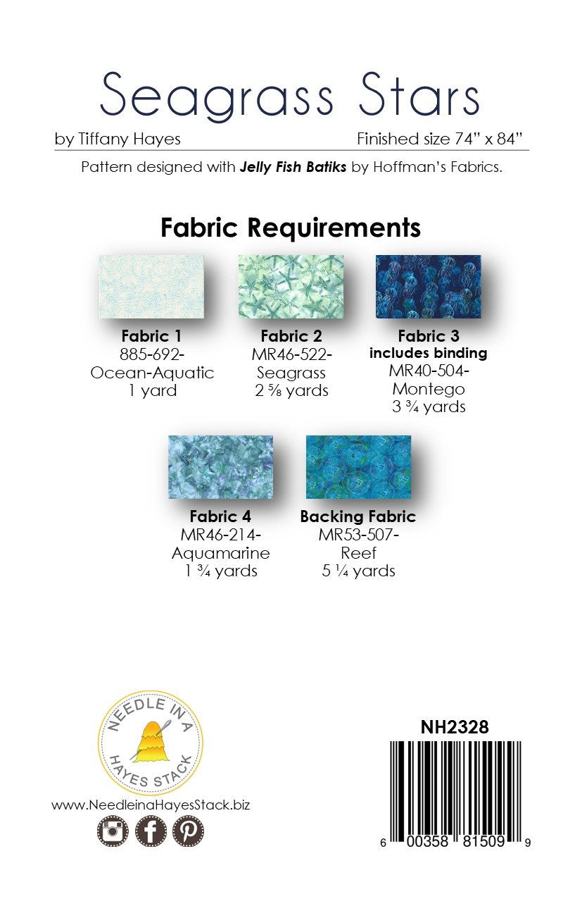 Back of the Seagrass Stars Downloadable Pattern by Needle In A Hayes Stack