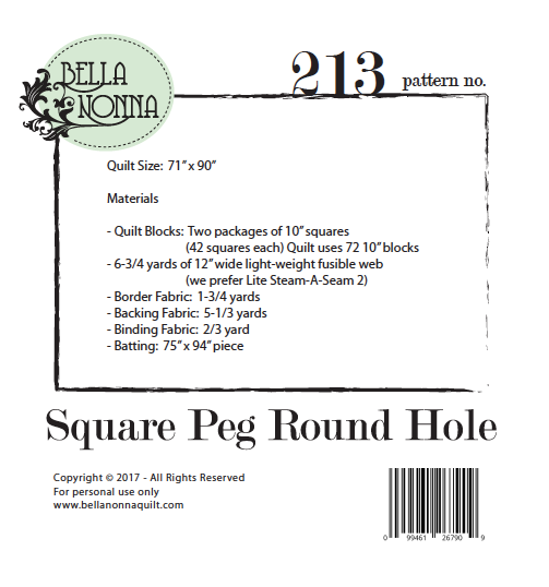 Square Peg Round Hole Quilt Pattern