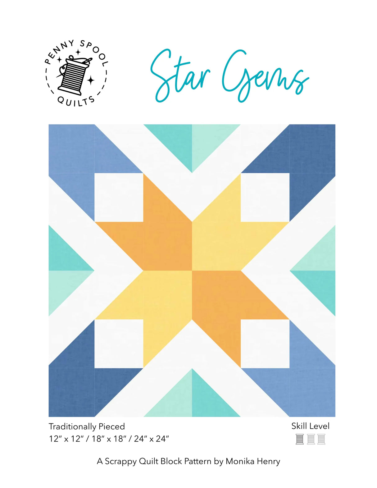 Star Gems Quilt Block Downloadable Pattern by Penny Spool Quilts Pattern