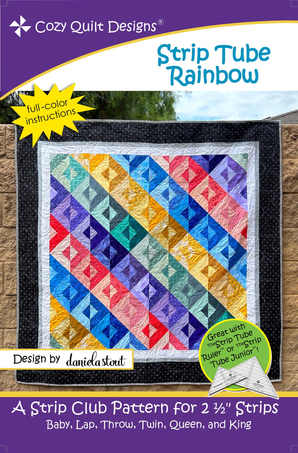 Strip Tube Rainbow Downloadable Pattern by Cozy Quilt Designs