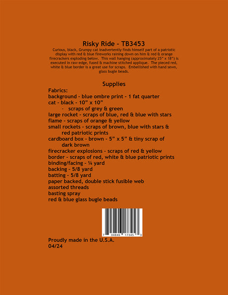 Back of the Risky Ride Quilt Pattern by Trouble and Boo Designs