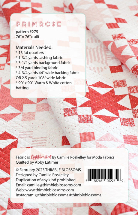 Back of the Primrose Quilt Pattern by Thimble Blossoms