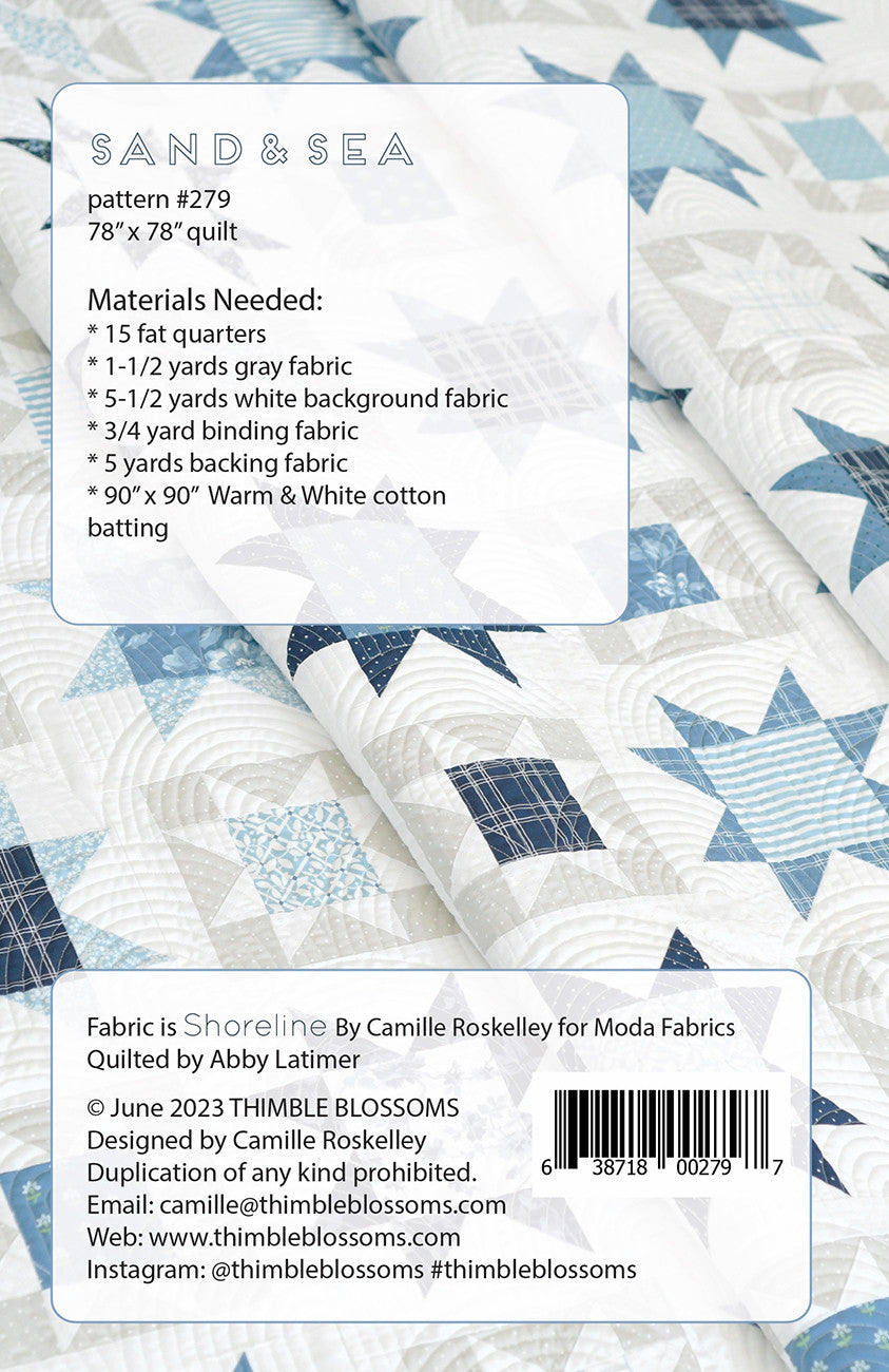 Back of the Sand & Sea Quilt Pattern by Thimble Blossoms