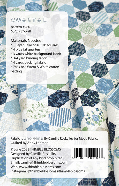 Back of the Coastal Quilt Pattern by Thimble Blossoms