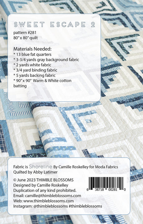 Back of the Sweet Escape 2 Quilt Pattern by Thimble Blossoms