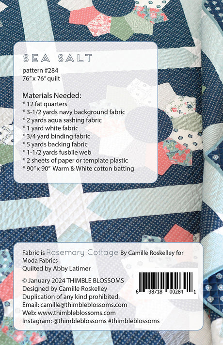 Back of the Sea Salt Quilt Pattern by Thimble Blossoms
