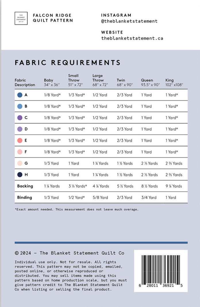 Falcon Ridge Quilt Pattern by Coriander Quilts